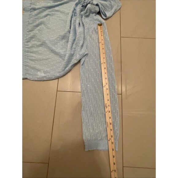 Pendleton Women’s Sheer Swiss Dot Baby Blue Peasant Blouse -Tassels - Size‎ L - Picture 10 of 16